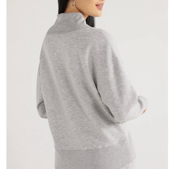 Scoop Women's Ultimate Scubaknit V Neck Sweatshirt in Heather Grey L - Picture 9 of 10